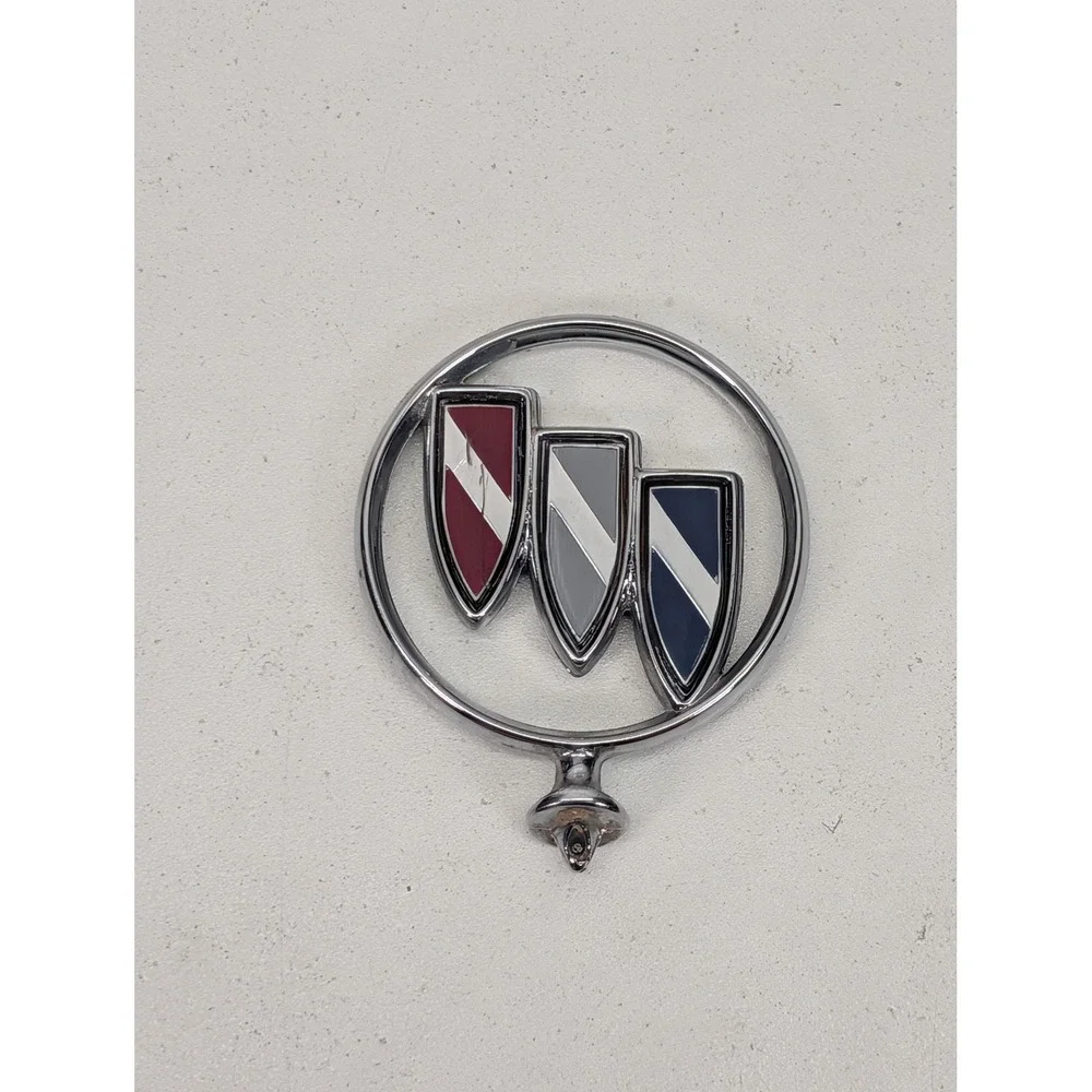 Buick Hood Ornament Tri-Shield Crest Emblem Chrome Multicolor Hood Front OEM‎